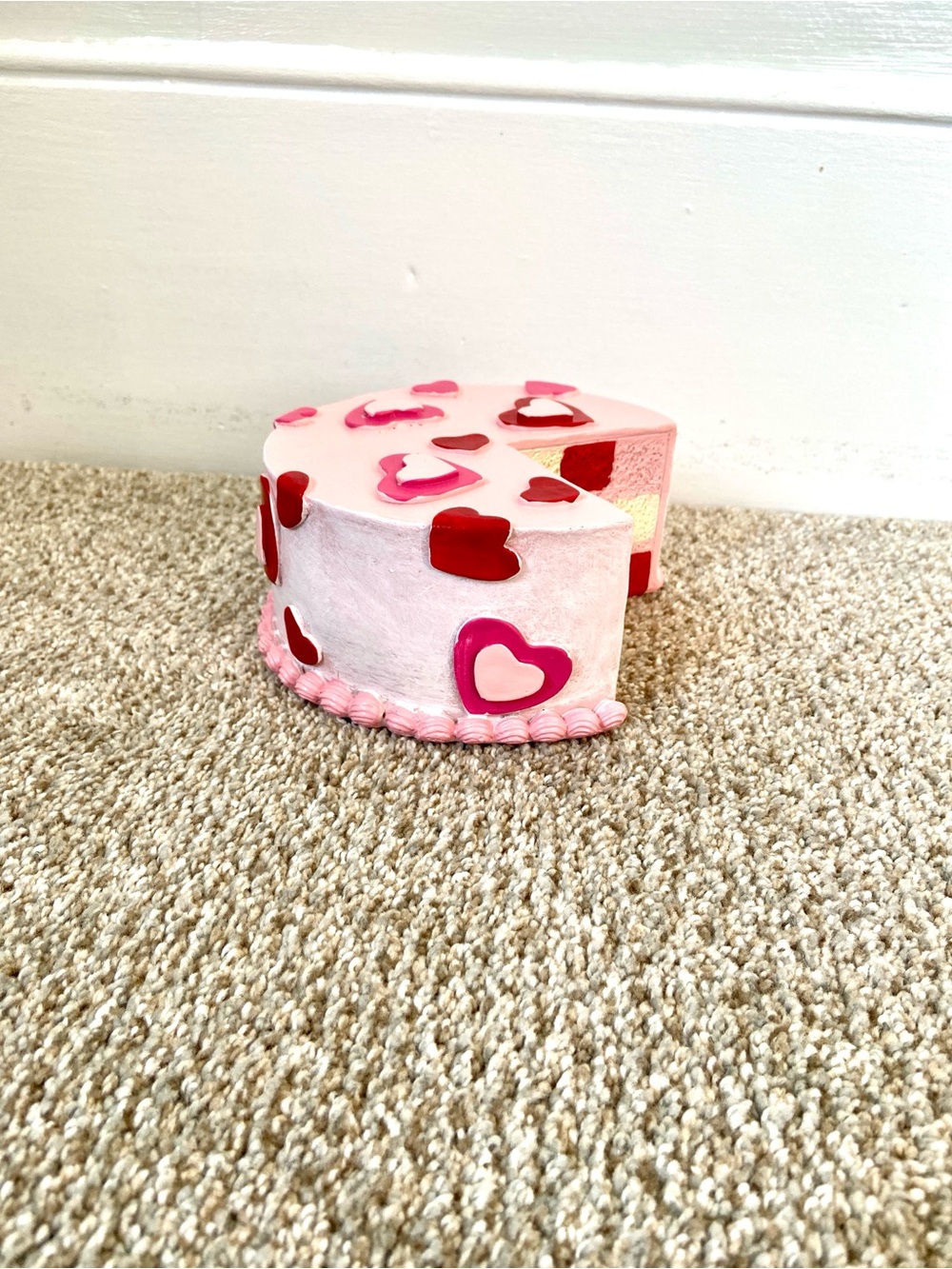 Valentines Day Faux Cake Decor Pink Hearts Red Checkerboard Tiered Tray - Picture 8 of 15